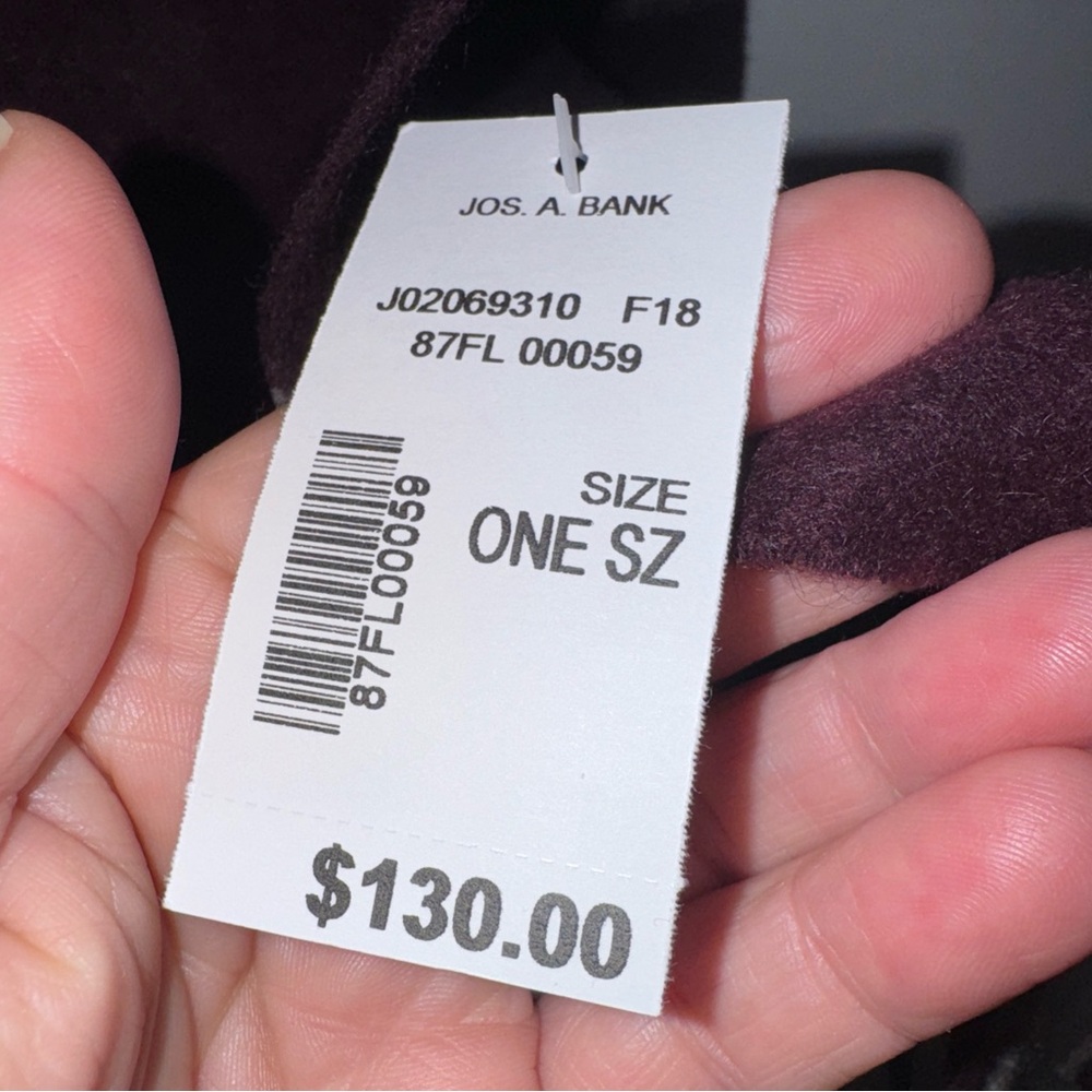 NWT‎ Jos.A.Bank 100 Percent Winter Cashmere Scarf Fringe Deep Plum Purple - Picture 4 of 4